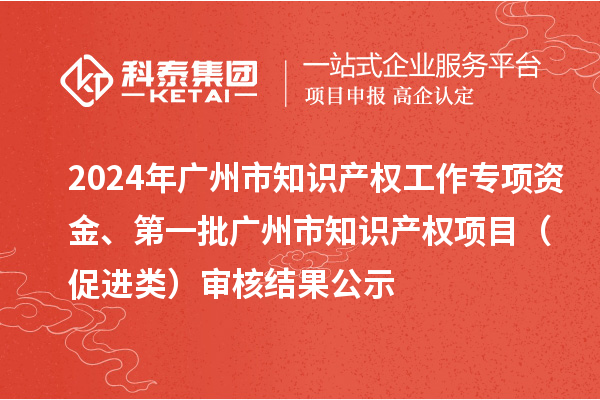 2024年廣州市知識產權工作專項資金、第一批廣州市知識產權項目（促進類）審核結果公示