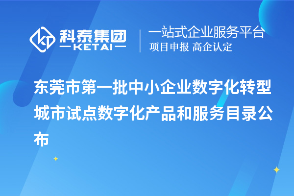 東莞市第一批中小企業(yè)數字化轉型城市試點數字化產品和服務目錄公布