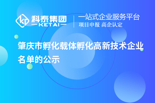 肇慶市孵化載體孵化高新技術企業名單的公示