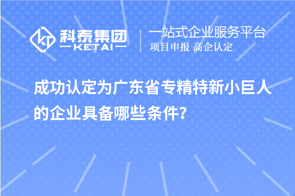 成功認定為廣東省專精特新小巨人的企業具備哪些條件？