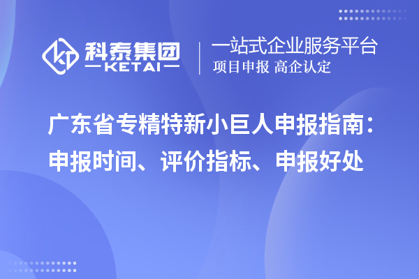 廣東省專精特新小巨人申報指南：申報時間、評價指標、申報好處