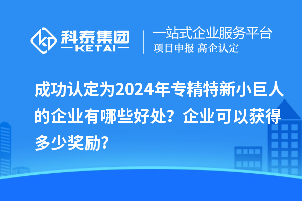 成功認定為2024年專精特新小巨人的企業有哪些好處？企業可以獲得多少獎勵？