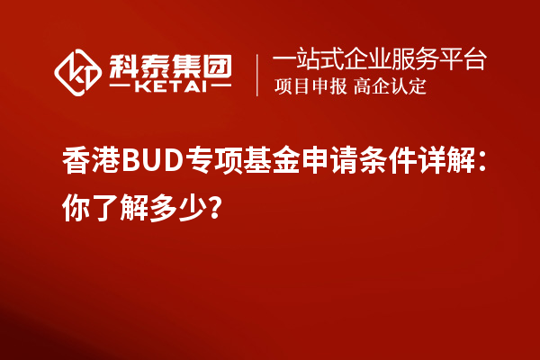 香港BUD專項基金申請條件詳解：你了解多少？