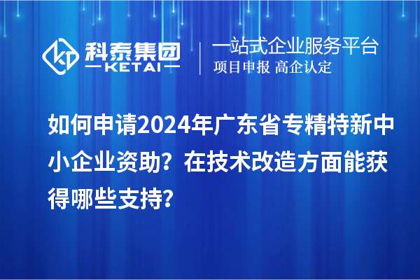 如何申請2024年廣東省專精特新中小企業資助？在<a href=http://www.xjsygy.com/fuwu/jishugaizao.html target=_blank class=infotextkey>技術改造</a>方面能獲得哪些支持？