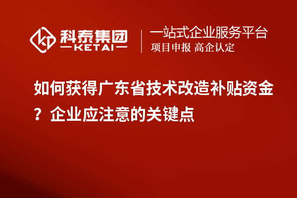 如何獲得廣東省技術(shù)改造補(bǔ)貼資金？企業(yè)應(yīng)注意的關(guān)鍵點(diǎn)