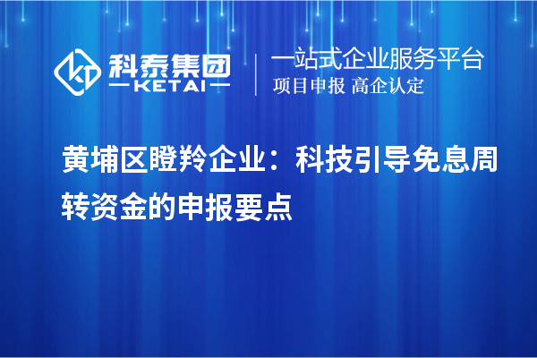 黃埔區(qū)瞪羚企業(yè)：科技引導免息周轉(zhuǎn)資金的申報要點