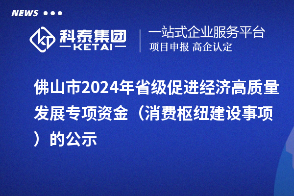 佛山市2024年省級促進經濟高質量發展專項資金（消費樞紐建設事項）的公示