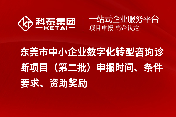 東莞市中小企業數字化轉型咨詢診斷項目（第二批）申報時間、條件要求、資助獎勵