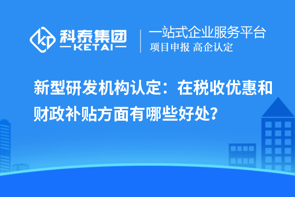 新型研發(fā)機構認定：在稅收優(yōu)惠和財政補貼方面有哪些好處？