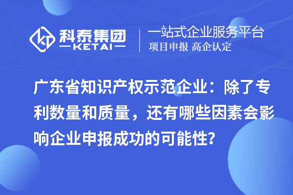 廣東省知識產(chǎn)權示范企業(yè)：除了專利數(shù)量和質(zhì)量，還有哪些因素會影響企業(yè)申報成功的可能性？