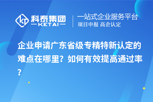 企業申請廣東省級專精特新認定的難點在哪里？如何有效提高通過率？