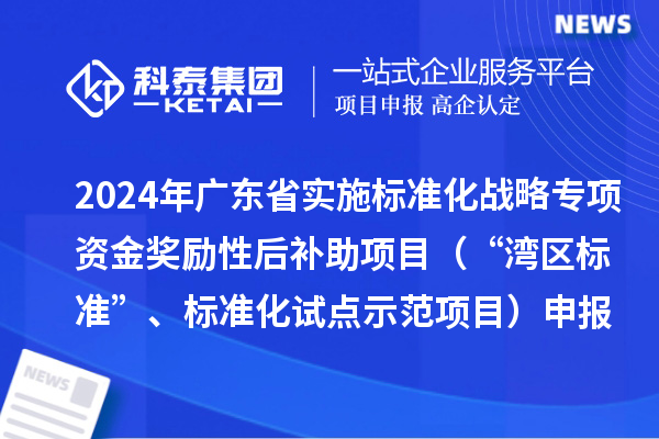 2024年廣東省實(shí)施標(biāo)準(zhǔn)化戰(zhàn)略專項(xiàng)資金獎(jiǎng)勵(lì)性后補(bǔ)助項(xiàng)目（“灣區(qū)標(biāo)準(zhǔn)”、標(biāo)準(zhǔn)化試點(diǎn)示范項(xiàng)目）申報(bào)時(shí)間、條件要求