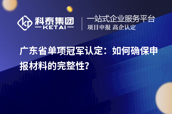 廣東省單項冠軍認定：如何確保申報材料的完整性？
