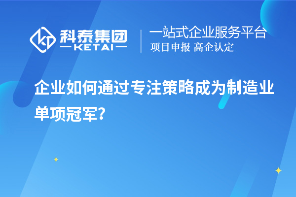 企業如何通過專注策略成為制造業單項冠軍？