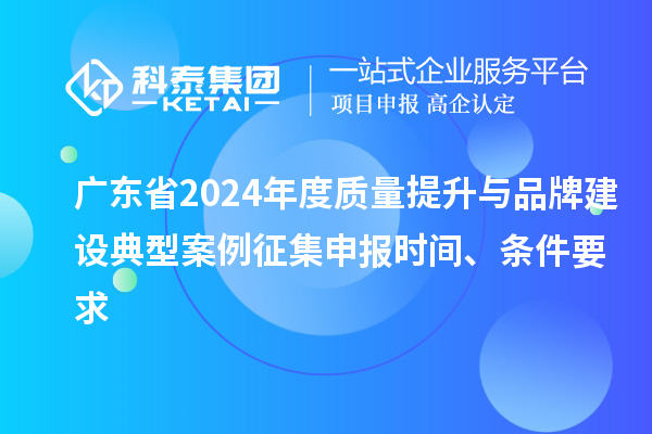 廣東省2024年度質量提升與品牌建設典型案例征集申報時間、條件要求