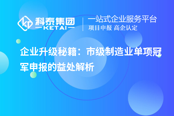企業升級秘籍：市級制造業單項冠軍申報的益處解析