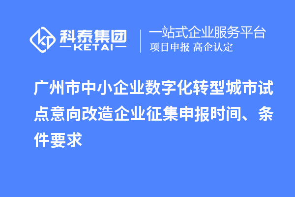 廣州市中小企業(yè)數(shù)字化轉(zhuǎn)型城市試點意向改造企業(yè)征集申報時間、條件要求