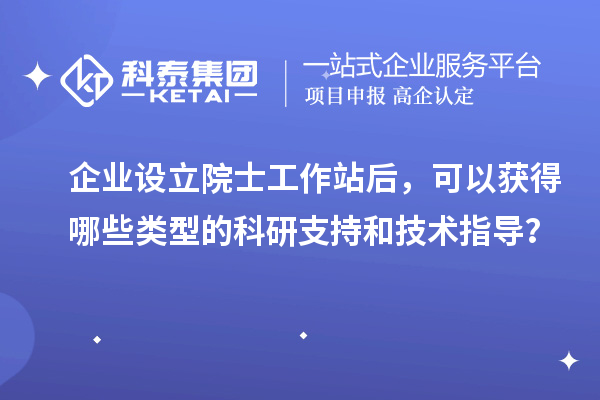 企業設立院士工作站后，可以獲得哪些類型的科研支持和技術指導？