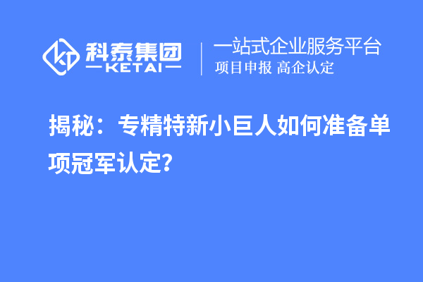 揭秘：專精特新小巨人如何準(zhǔn)備單項(xiàng)冠軍認(rèn)定？