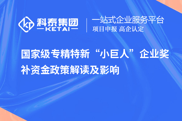 國家級專精特新“小巨人”企業獎補資金政策解讀及影響