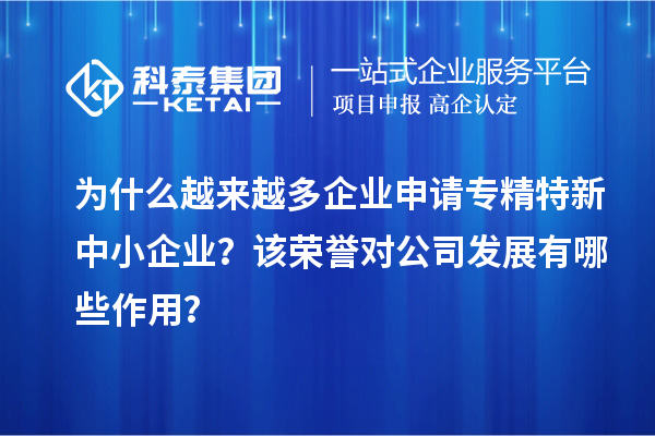 為什么越來越多企業(yè)申請專精特新中小企業(yè)？該榮譽(yù)對公司發(fā)展有哪些作用？