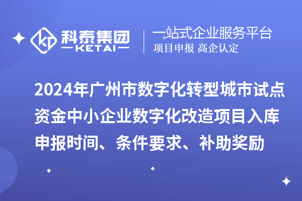 2024年廣州市數(shù)字化轉(zhuǎn)型城市試點專項資金中小企業(yè)數(shù)字化改造項目入庫申報時間、條件要求、補助獎勵