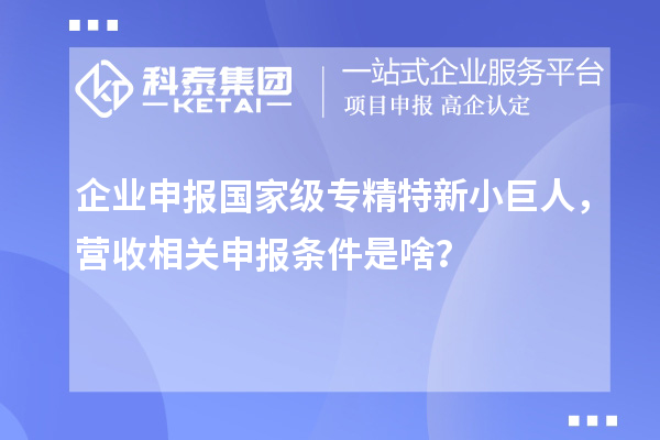 企業(yè)申報國家級專精特新小巨人，營收相關(guān)申報條件是啥？