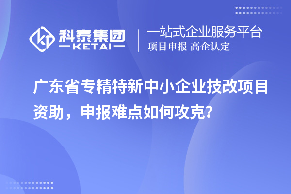 廣東省專精特新中小企業(yè)技改項(xiàng)目資助，申報(bào)難點(diǎn)如何攻克？