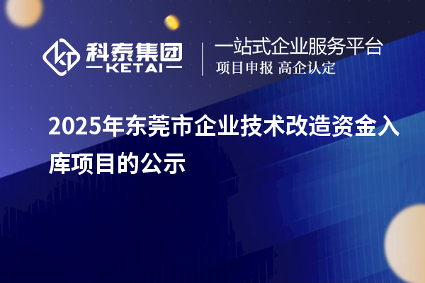 2025年東莞市企業技術改造資金入庫項目的公示