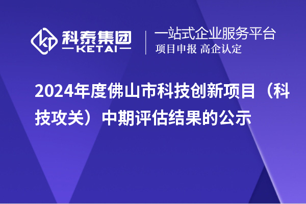 2024年度佛山市科技創新項目（科技攻關）中期評估結果的公示