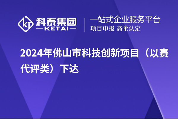 2024年佛山市科技創新項目（以賽代評類）下達