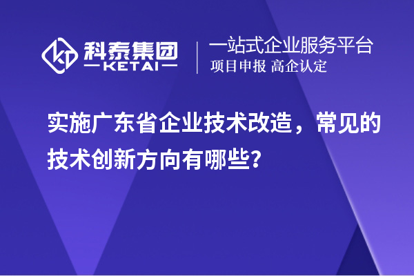 實施廣東省企業技術改造，常見的技術創新方向有哪些？