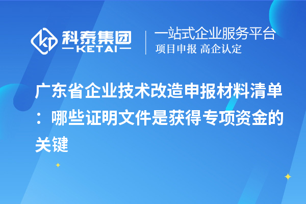 廣東省企業(yè)技術(shù)改造申報材料清單：哪些證明文件是獲得專項(xiàng)資金的關(guān)鍵