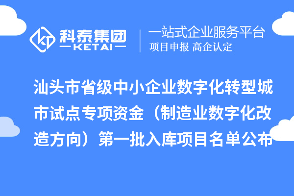 汕頭市省級中小企業數字化轉型城市試點專項資金（制造業數字化改造方向）第一批入庫項目名單公布