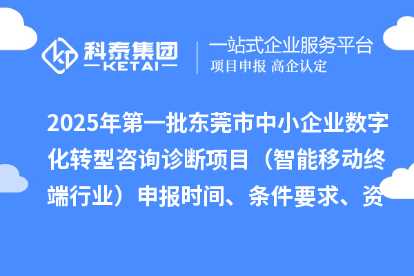 2025年第一批東莞市中小企業數字化轉型咨詢診斷項目（智能移動終端行業）申報時間、條件要求、資助獎勵