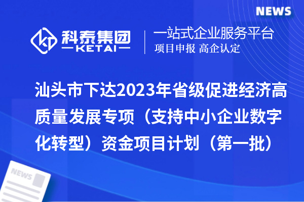 汕頭市下達2023年省級促進經濟高質量發展專項（支持中小企業數字化轉型）資金項目計劃（第一批）