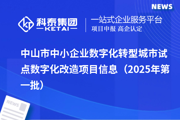 中山市中小企業(yè)數(shù)字化轉型城市試點數(shù)字化改造項目信息（2025年第一批）