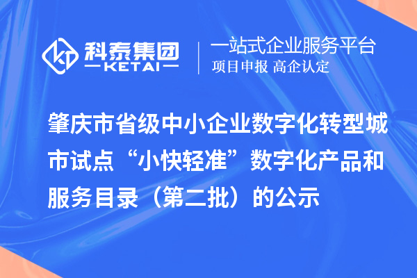 肇慶市省級(jí)中小企業(yè)數(shù)字化轉(zhuǎn)型城市試點(diǎn)“小快輕準(zhǔn)”數(shù)字化產(chǎn)品和服務(wù)目錄（第二批）的公示
