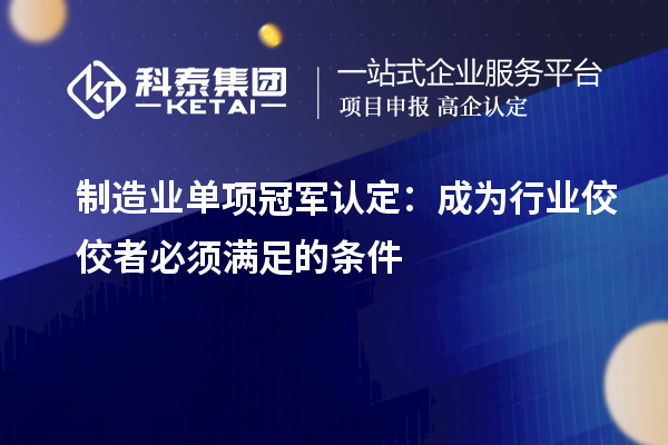 制造業(yè)單項冠軍認定：成為行業(yè)佼佼者必須滿足的條件