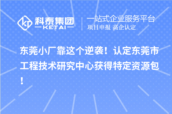 東莞小廠靠這個逆襲！認定東莞市工程技術研究中心獲得特定資源包！