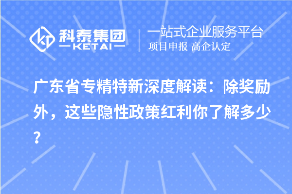 廣東省專精特新深度解讀：除獎勵外，這些隱性政策紅利你了解多少？