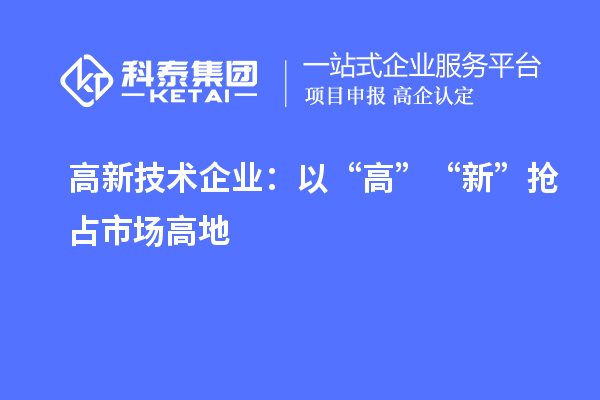 高新技術企業：以“高”“新”搶占市場高地