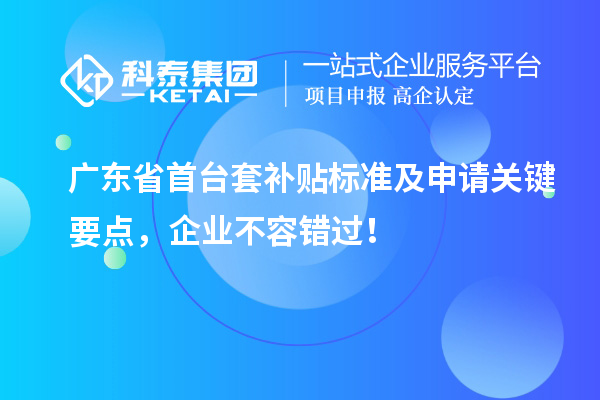 廣東省首臺套補貼標準及申請關鍵要點，企業不容錯過！