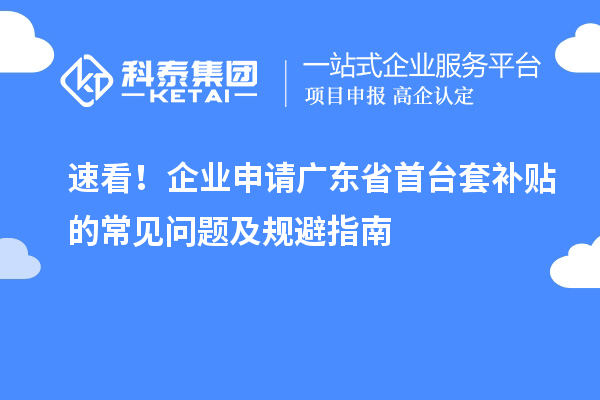 速看！企業申請廣東省首臺套補貼的常見問題及規避指南
