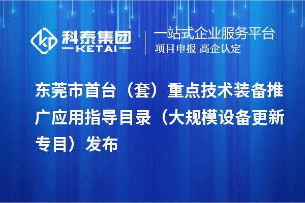 東莞市首臺（套）重點技術裝備推廣應用指導目錄（大規模設備更新專目）發布
