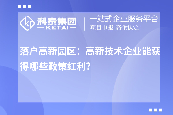 落戶高新園區(qū)：高新技術(shù)企業(yè)能獲得哪些政策紅利?