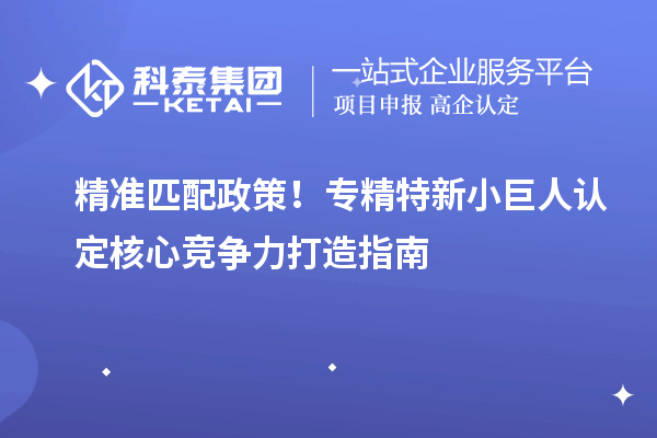 精準匹配政策！專精特新小巨人認定核心競爭力打造指南