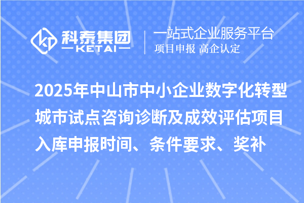 2025年中山市中小企業數字化轉型城市試點咨詢診斷及成效評估項目入庫申報時間、條件要求、獎補