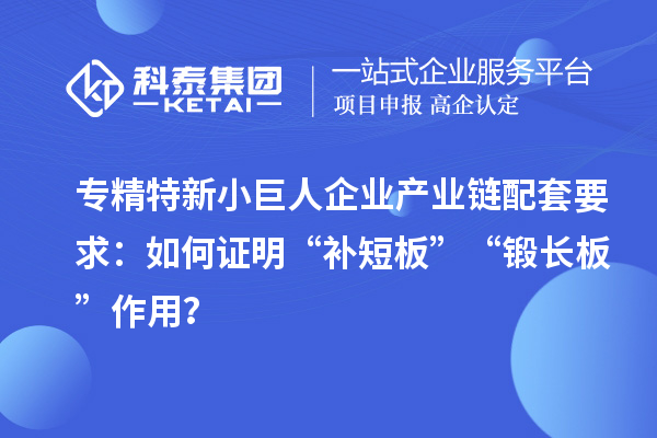 專精特新小巨人企業產業鏈配套要求：如何證明“補短板”“鍛長板”作用？