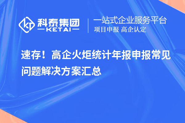 速存！高企火炬統計年報申報常見問題解決方案匯總